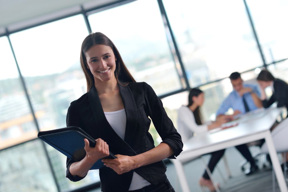 Businesswoman holding folder